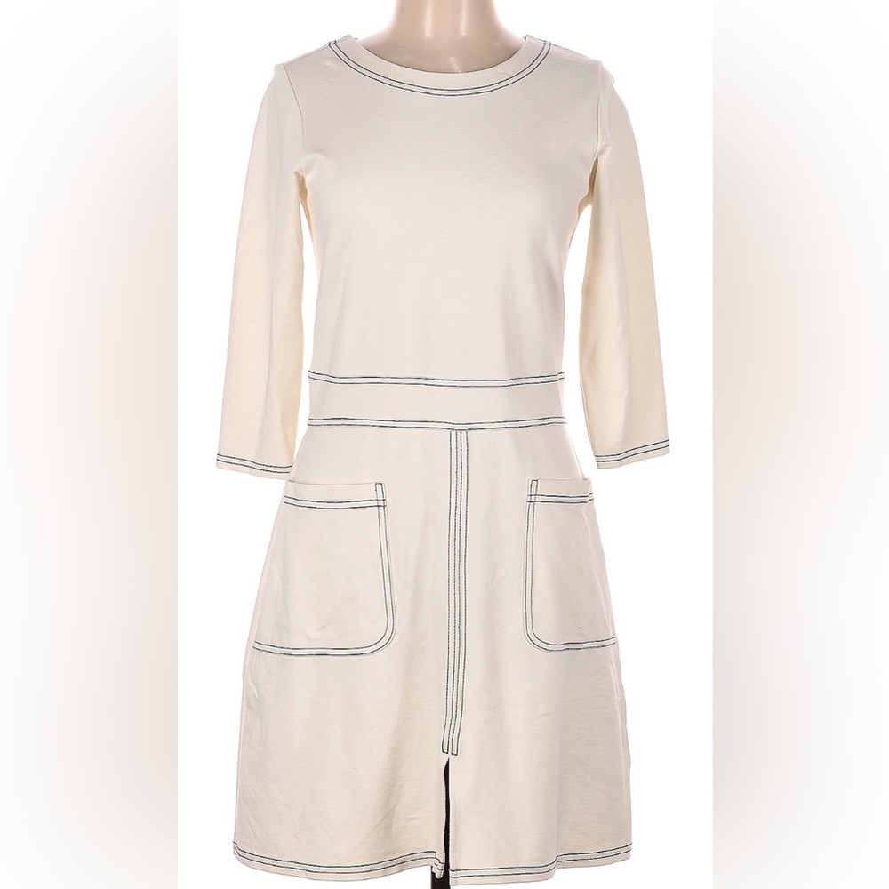SPARTINA LADIES CREAM SHIFT DRESS W/NAVY STICH ACCENTS (L) Retail $139